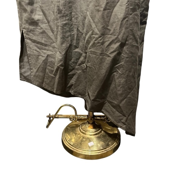 GUDRUN SJODEN ~ Olive Green Linen Tank Dress with Asymmetric Hem - Picture 5 of 11